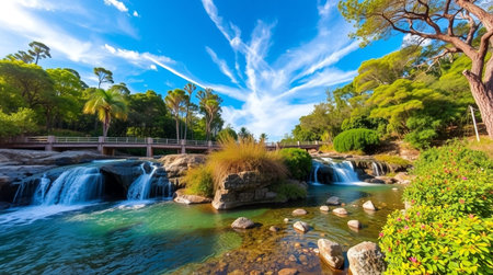 Panoramic view of Cascais waterfall in Portugal in a beautiful summer dayの写真素材