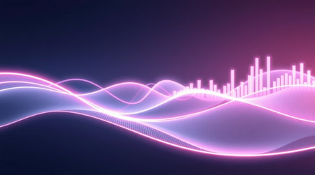 abstract wave background with blue and pink lights. 3d rendering