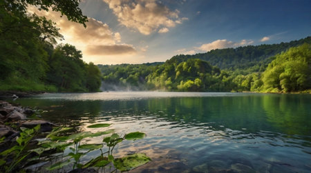 Panoramic view of Plitvice Lakes National Park, Croatiaの写真素材