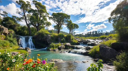Waterfall in a national park. Waterfall in a park.の写真素材