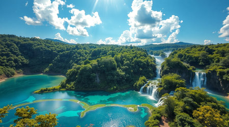 Plitvice Lakes National Park (Croatia). Aerial viewの写真素材