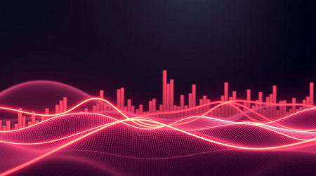 abstract 3d illustration of sound wave background, music equalizerの写真素材