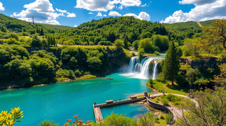 Plitvice Lakes National Park is a national park in Croatia, located on the border with the European Union.の写真素材