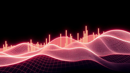 abstract digital equalizer background with wave line and sound wave effect
