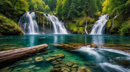 Waterfall in Plitvice Lakes National Park,Croatiaの写真素材