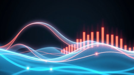 abstract digital sound wave background. 3d rendering, 3d illustration.の写真素材
