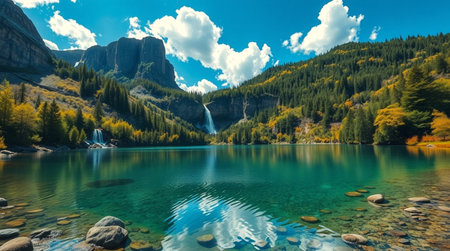 Yosemite National Park, California, USA. The beauty of the lake and mountains.の写真素材