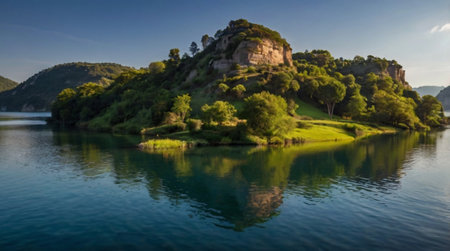 A panoramic view of the mountains in Romaniaの写真素材