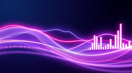 abstract background with equalizer and wave lines. 3d illustration