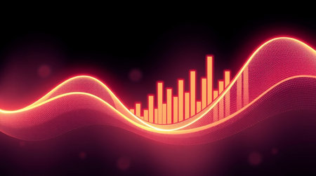 abstract music equalizer wave on black background with red light effect