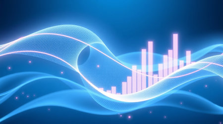 abstract blue background with wave line and sound wave. vector illustration