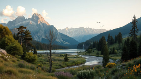 Beautiful view of the lake and mountains in Banff National Park, Canada