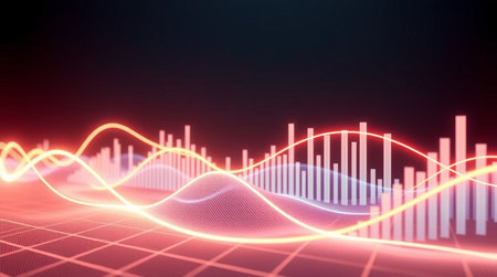 3d illustration of digital sound wave over dark background. Sound wave concept
