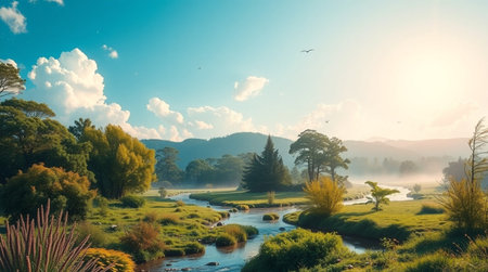 Beautiful landscape image in the morning with a beautiful sky