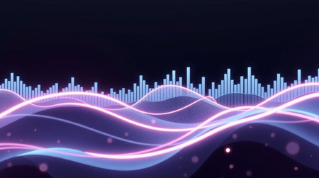 Abstract digital equalizer background. Sound wave. 3D Renderingの写真素材