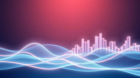 abstract digital equalizer technology business background with blue and pink wave