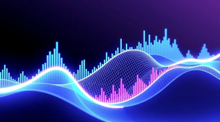 3d illustration of abstract digital sound wave. Sound waveform backgroundの写真素材