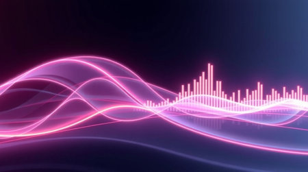 abstract background with glowing lines and bokeh, 3d renderの写真素材