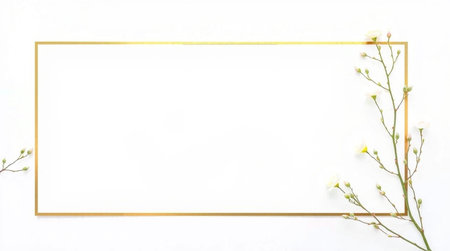 Flowers composition. Frame made of flowers on white background. Flat lay, top view, copy spaceの写真素材