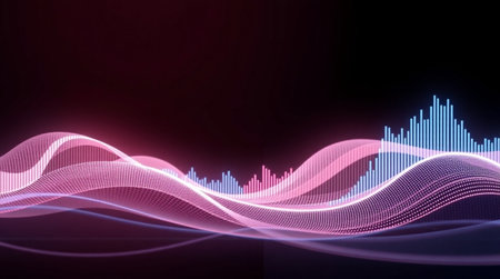 abstract digital equalizer sound wave technology illustration background new quality universal colorful joyful stock imageの写真素材