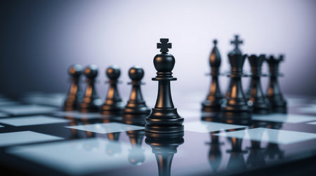 Chess pieces on the chessboard. The concept of business strategy.の写真素材