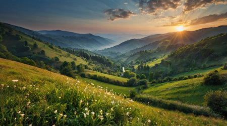 Beautiful summer landscape in the Carpathian Mountains. Ukraine.の写真素材