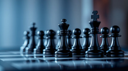 Chess pieces on the board. The concept of business success.の写真素材