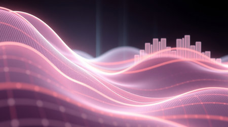 3d rendering of sound waveform in virtual space. Futuristic sound waveform in cyberspace. Sound waveform background. Sound waveform in virtual space.の写真素材