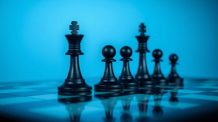 Chess pieces on a chessboard. The concept of business strategy and leadership.の写真素材