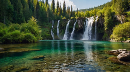 Beautiful view of Plitvice Lakes National Park, Croatia.の写真素材