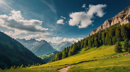 panoramic view of the mountains in the Swiss Alps, Switzerland