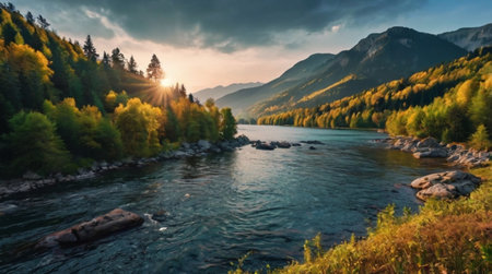 Beautiful landscaped garden with blooming hydrangea flowersの写真素材