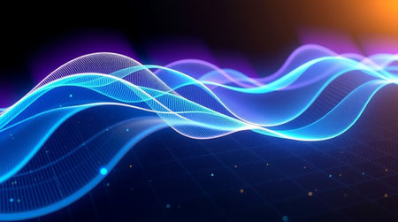 3d illustration of abstract background with blue and purple flowing lines.