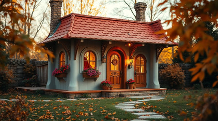 Beautiful gazebo in the form of a house.の写真素材