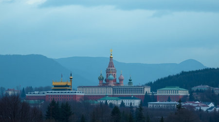 Russia. Moscow. Panoramic view of the Moscow Kremlin.の写真素材