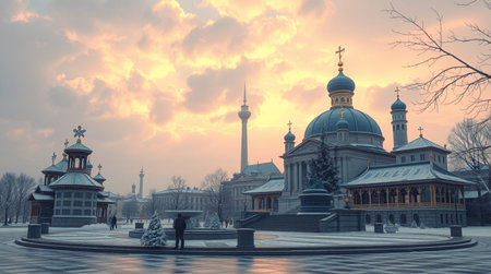 Panoramic view of the Cathedral of St. Alexander Nevskyの写真素材