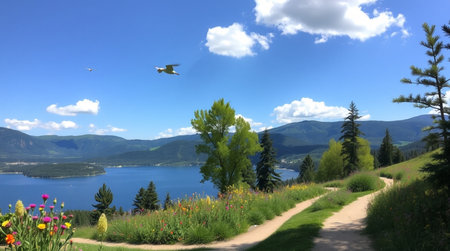 Panoramic view of Lake Tahoe, California, USA.