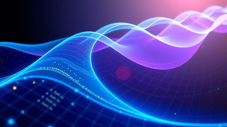 3d illustration of abstract technology background, glowing lines and particles.