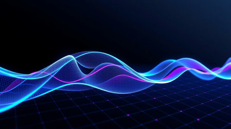 abstract blue wave technology background. 3d rendering, 3d illustration.