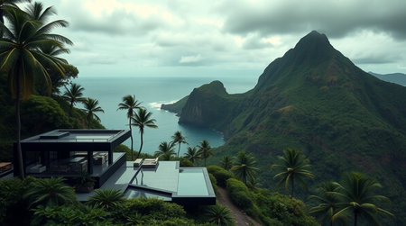 Luxury villa on the top of a hill overlooking the sea