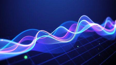 abstract blue wave technology background. 3d rendering and illustration.