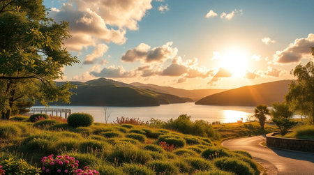 Sunset over Lake Wakatipu, Queenstown, New Zealand