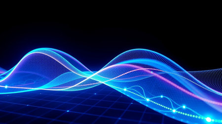 abstract blue wave technology background. 3d rendering, 3d illustration.