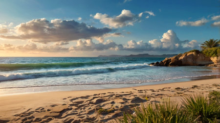 Panoramic view of beautiful beach in Seychelles.の写真素材
