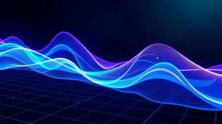 3d illustration of abstract technology background with blue and purple wave flow