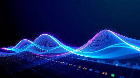 3d rendering of abstract technology digital sound wave background. Sound wave.の写真素材