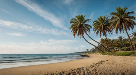 Palm trees on the beach in Costa Rica, Central America.の写真素材
