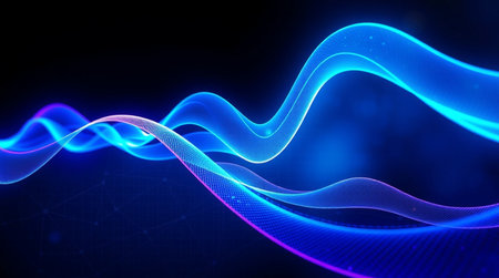 abstract blue wave on dark background, 3d rendering, computer digital illustration