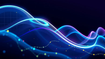 abstract technology background with blue glowing lines and particles. vector illustration