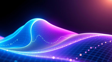 3d rendering of abstract digital particles. Futuristic wave with bokeh and light effects